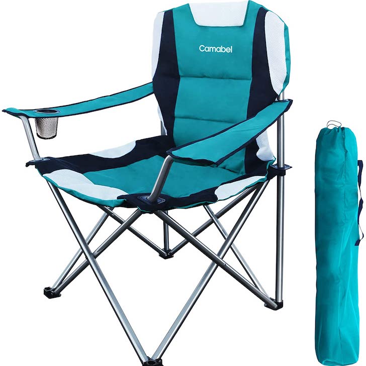 Portable Oversized Cushioned Loveseat Heavy Duty Quad Folding Double Camp Chair